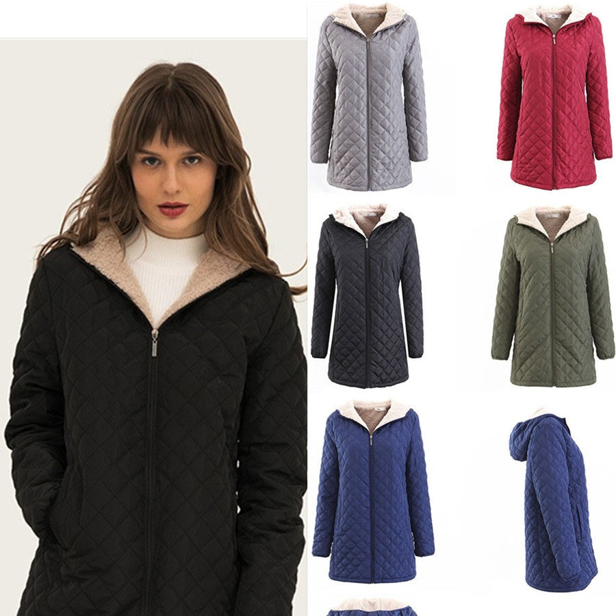 Women's Winter Warm Zip Up Hooded Jacket - donetur.com