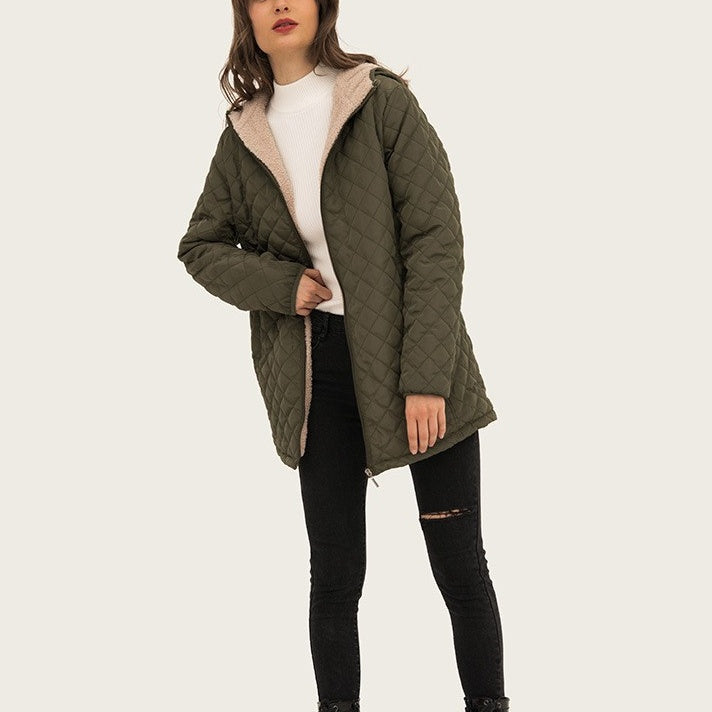 Women's Winter Warm Zip Up Hooded Jacket - donetur.com